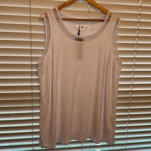 Basics by Taking Shape 1X White Mesh Oversized Comfy Sleeveless Tank Top